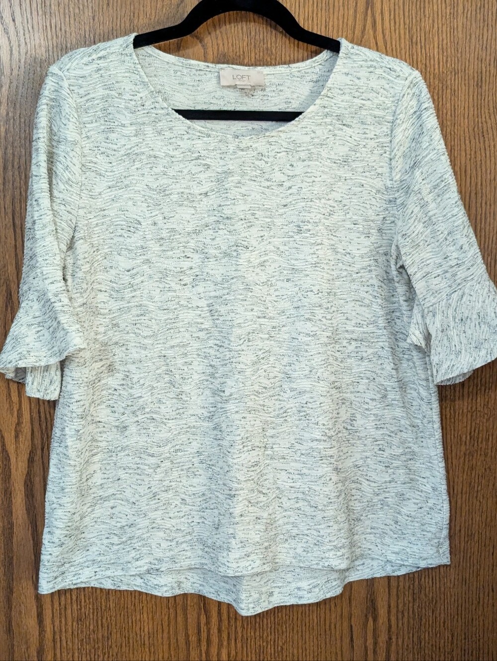 LOFT Light Heather Gray Ruffle Sleeve Tunic (M)